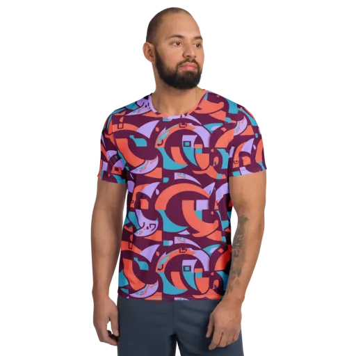 Electric Nouveau on a Men's Athletic T-Shirt