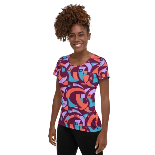 Electric Nouveau on a Women's Athletic T-Shirt