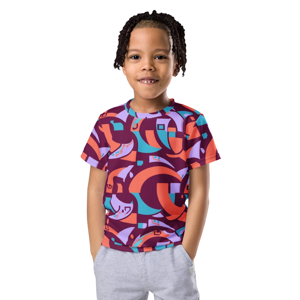 Electric Nouveau on Kids Crew Neck T-Shirt — Front