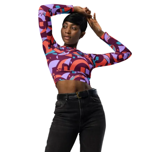 Electric Nouveau on a Long Sleeve Crop Top