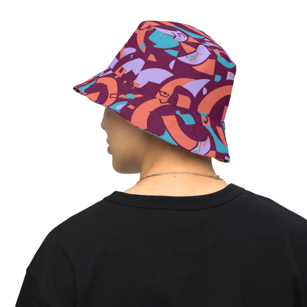 Electric Nouveau on Reversible Bucket Hat — Back Inside