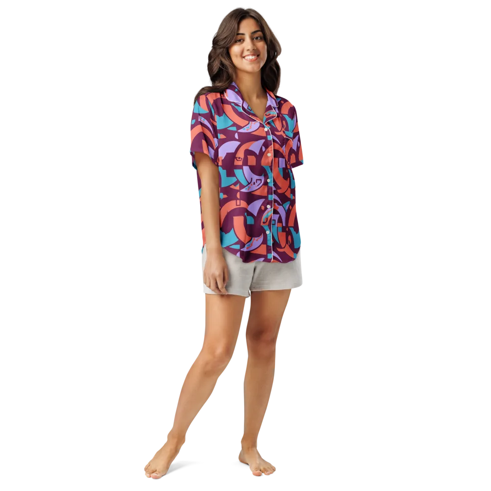 Electric Nouveau on Women's Short Sleeve Pajama Top — Front