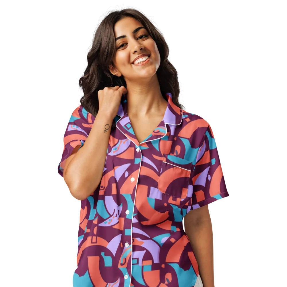 Electric Nouveau on Women's Short Sleeve Pajama Top — Front