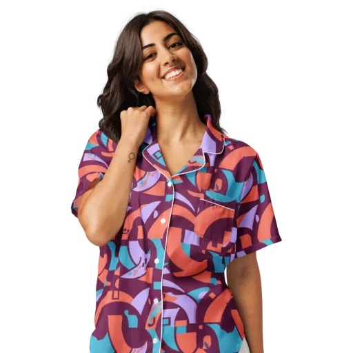 Electric Nouveau on a Women's Short Sleeve Pajama Top