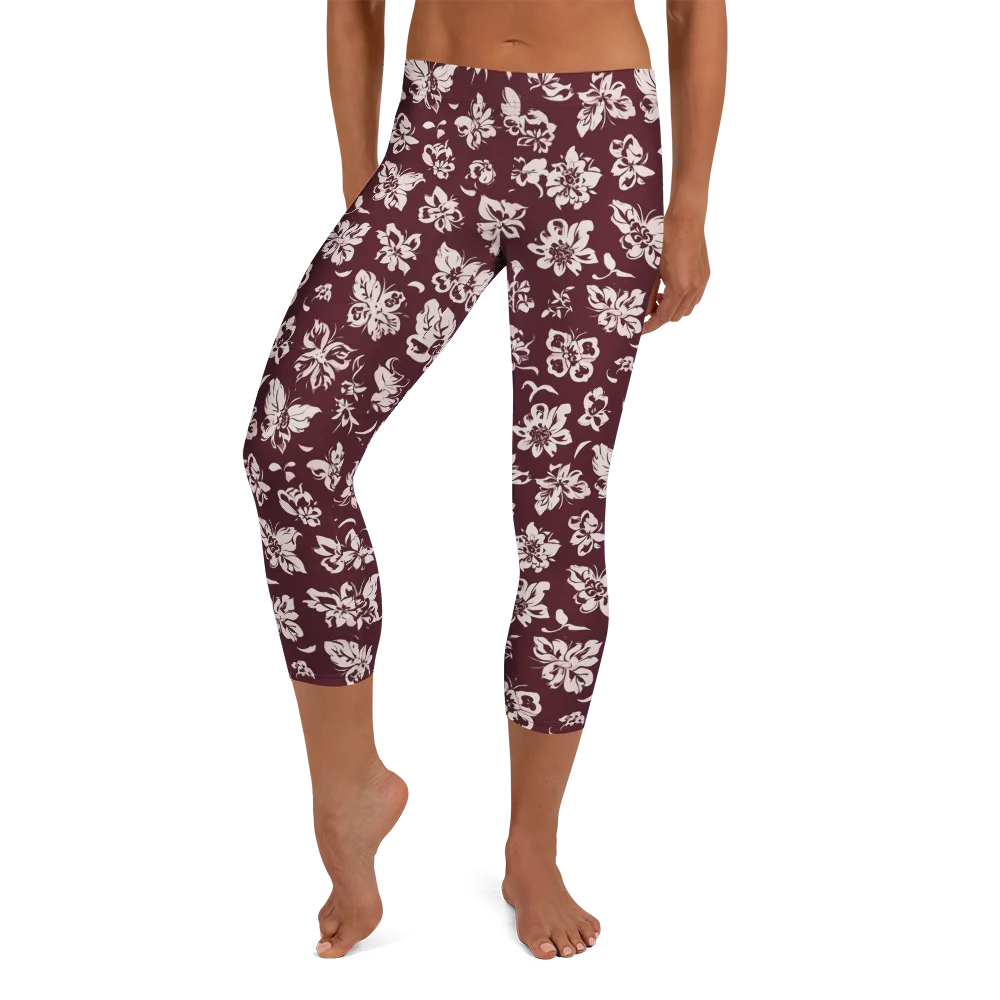 Claret Garden on Capri Leggings — Front