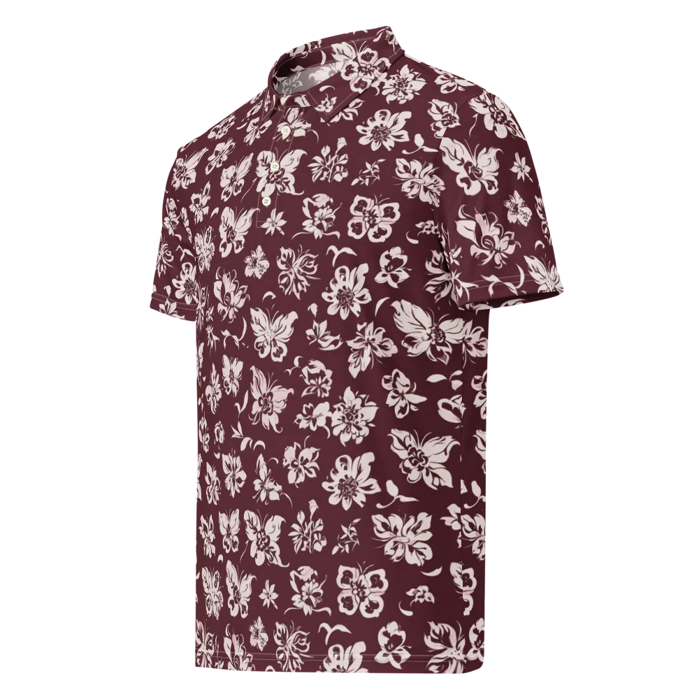 Claret Garden on Men's Slim Fit Polo Shirt — Left Front