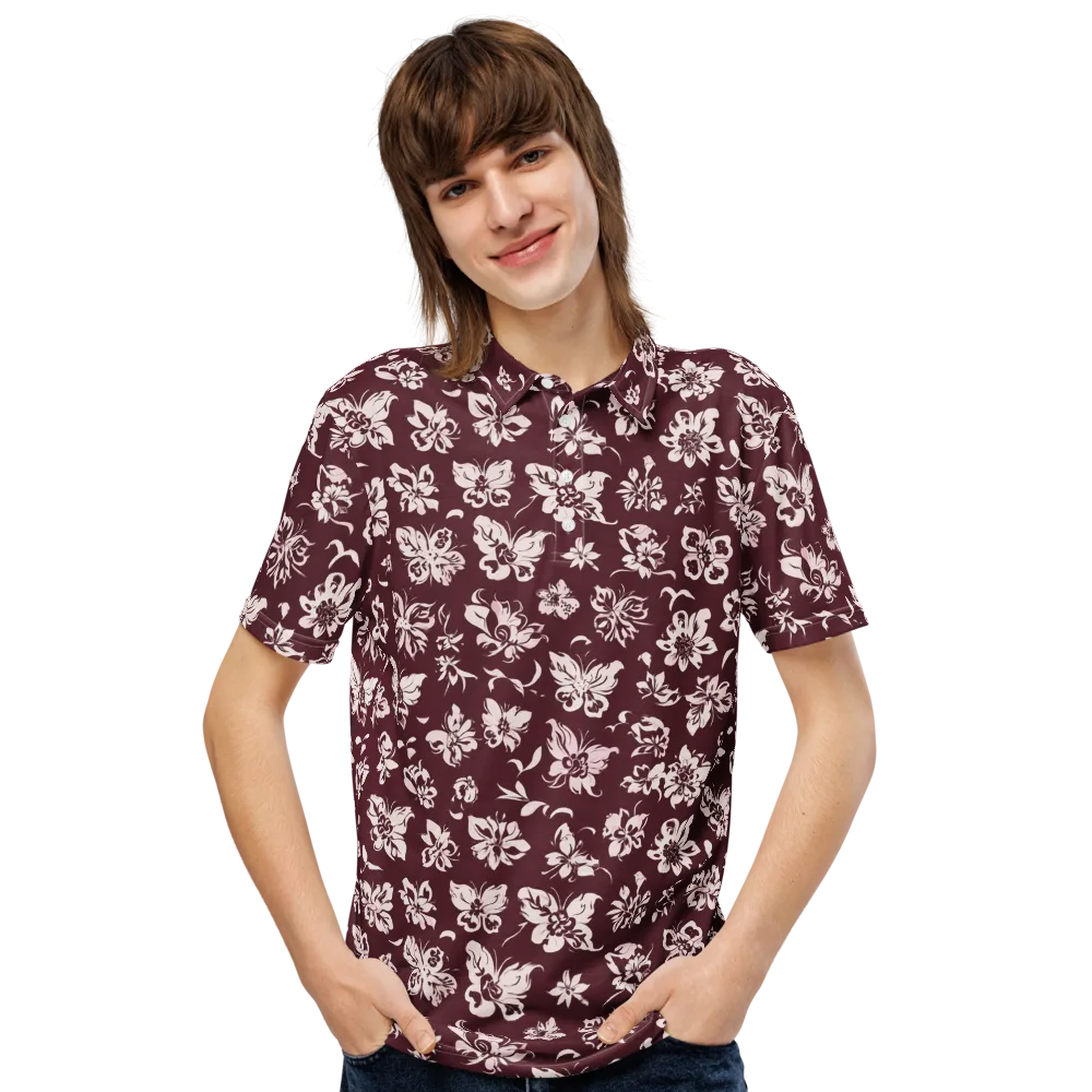 Claret Garden on Men's Slim Fit Polo Shirt — Front
