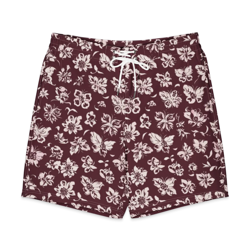 Claret Garden on Men's Board Shorts — Front