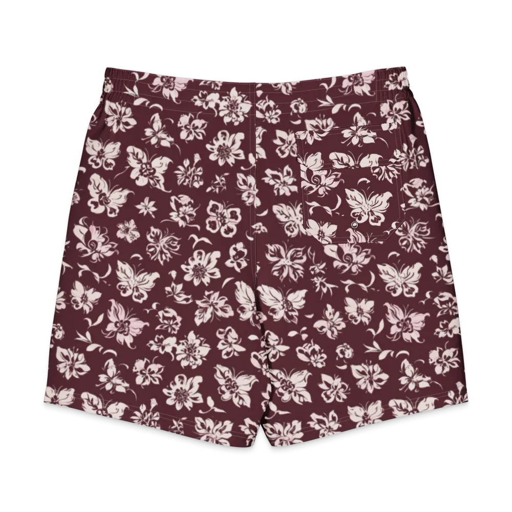 Claret Garden on Men's Board Shorts — Back