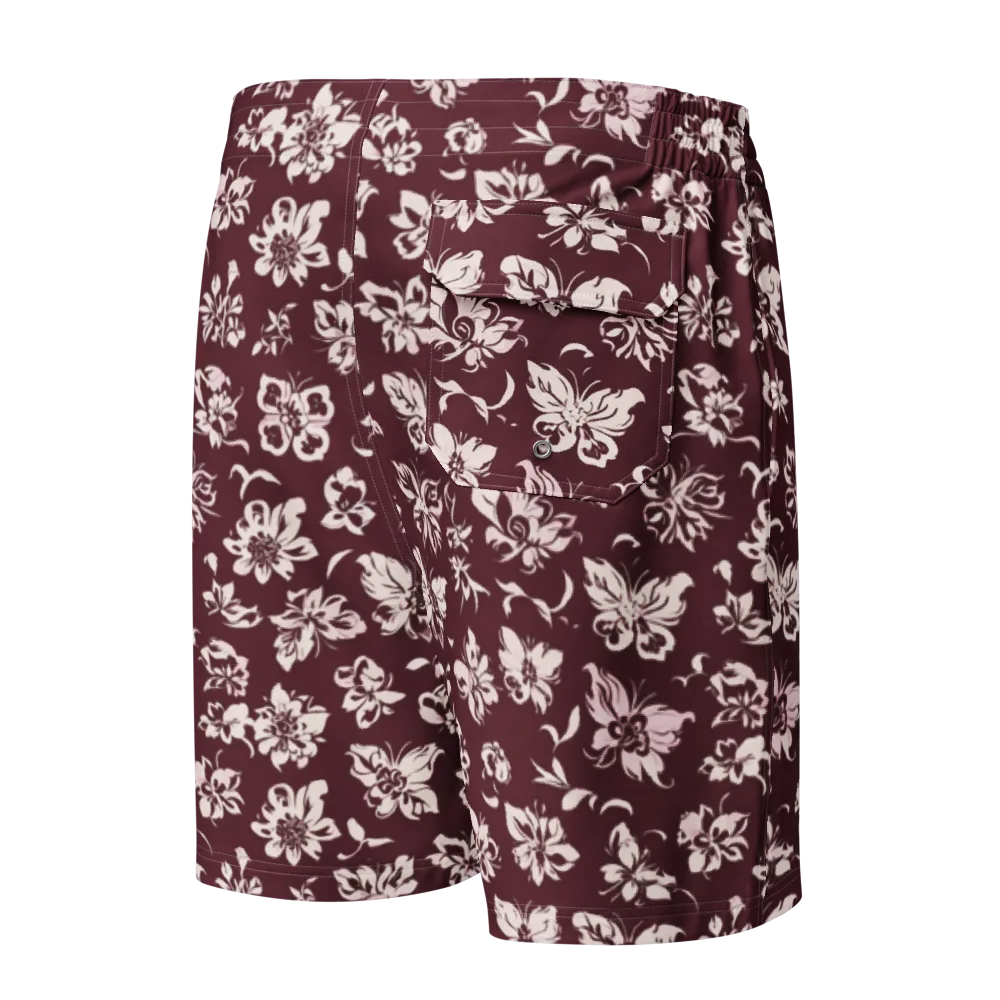 Claret Garden on Men's Board Shorts — Back
