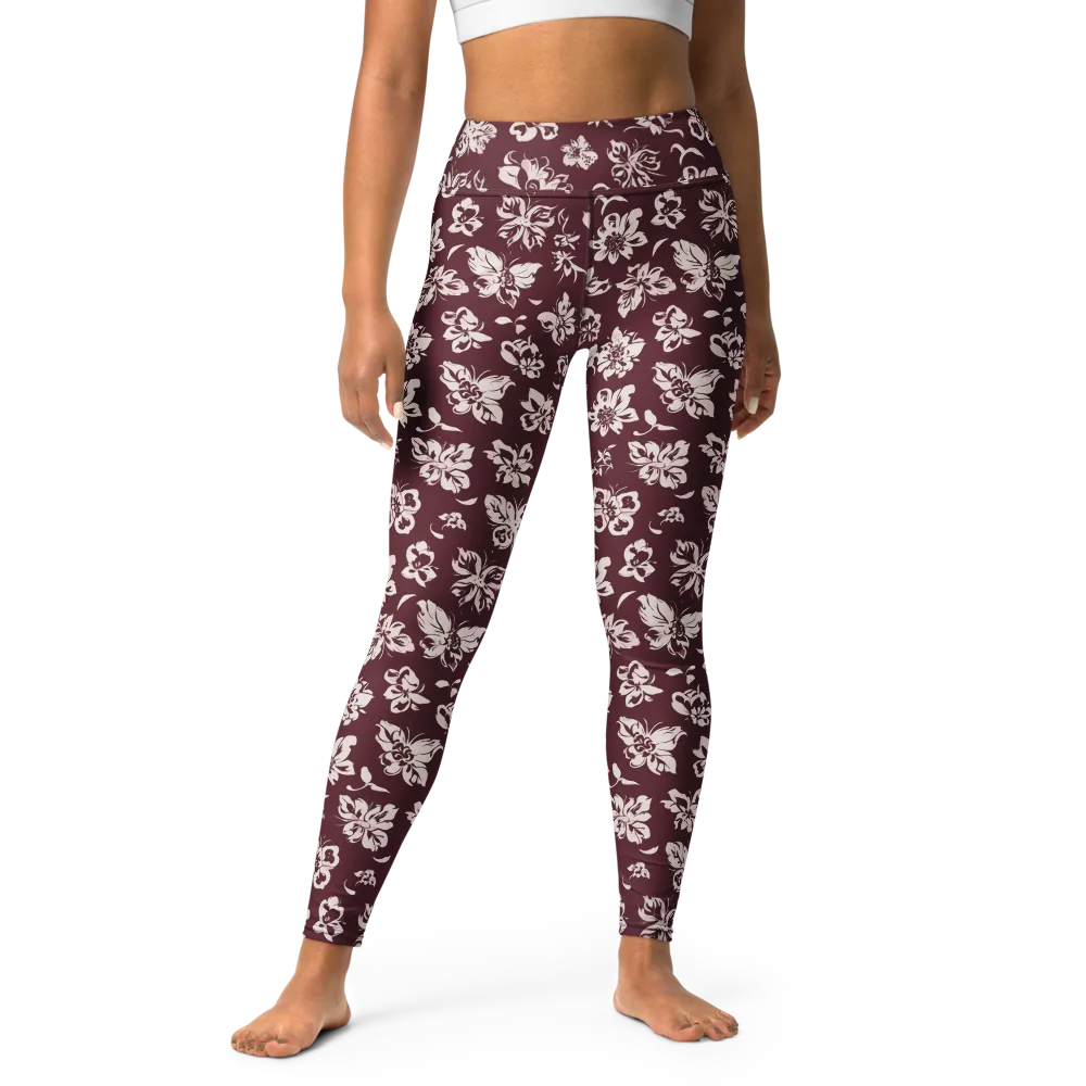 Claret Garden on Yoga Leggings — Front