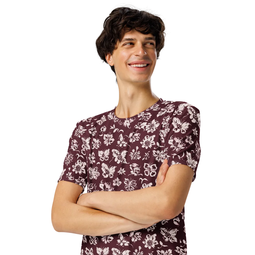 Claret Garden on Men's Crew Neck T-Shirt — Left Front