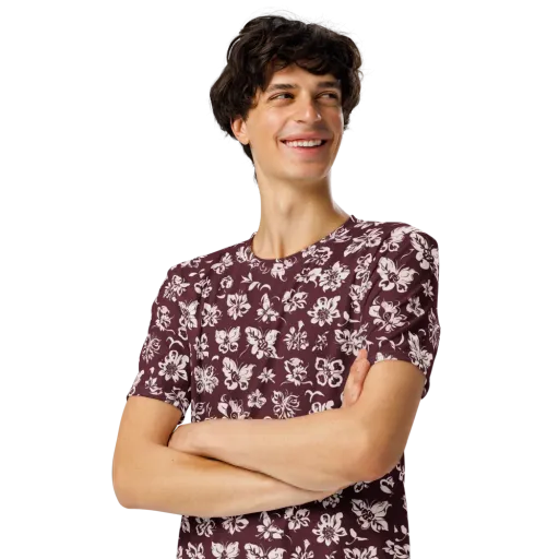 Claret Garden on a Men's Crew Neck T-Shirt