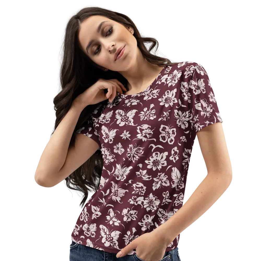 Claret Garden on Women's Crew Neck T-Shirt — Left Front