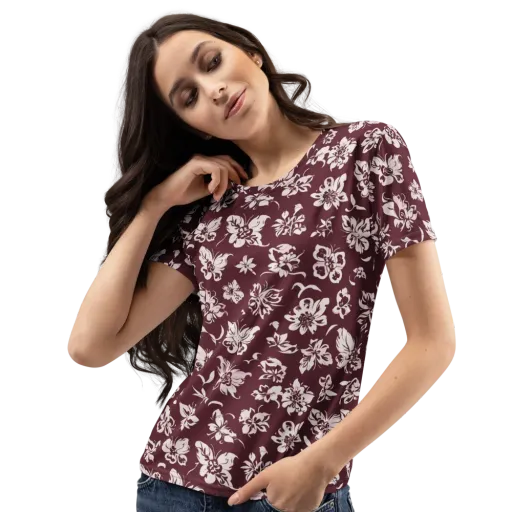 Claret Garden on a Women's Crew Neck T-Shirt