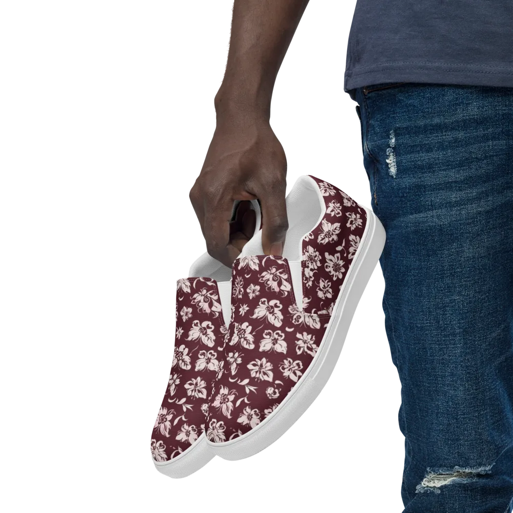 Claret Garden on Men's Slip-On Canvas Shoes — Left Front