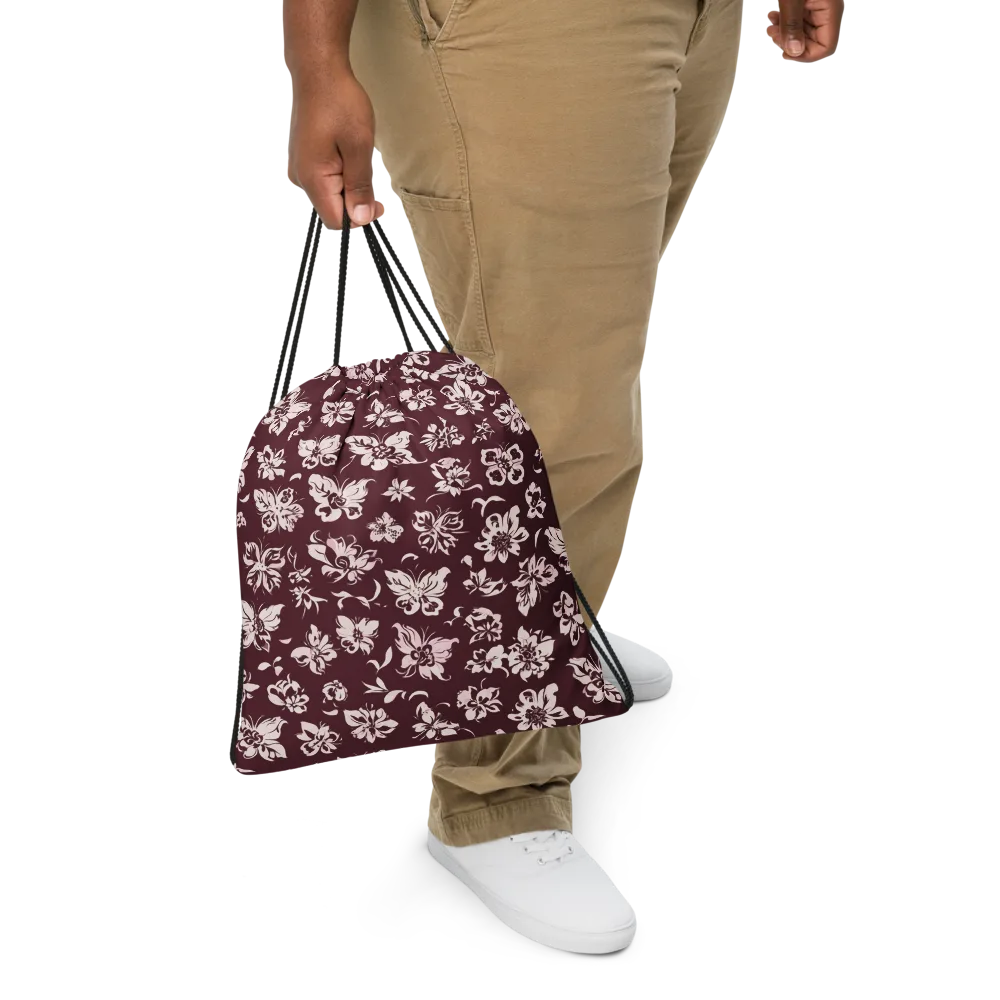 Claret Garden on Drawstring Bag — Front