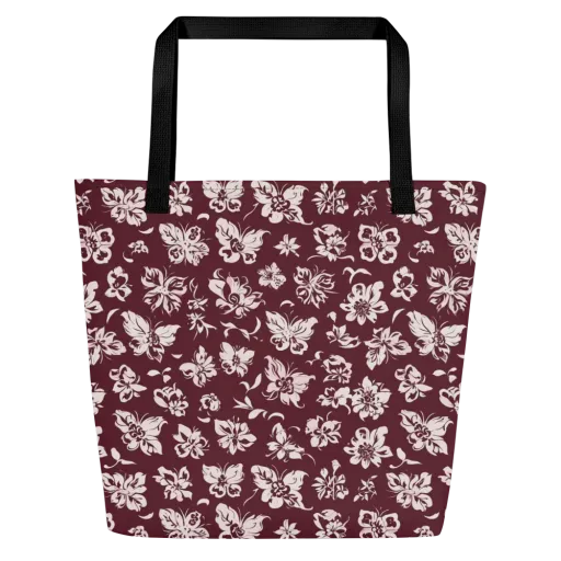 Claret Garden on a Large Tote Bag W/ Pocket