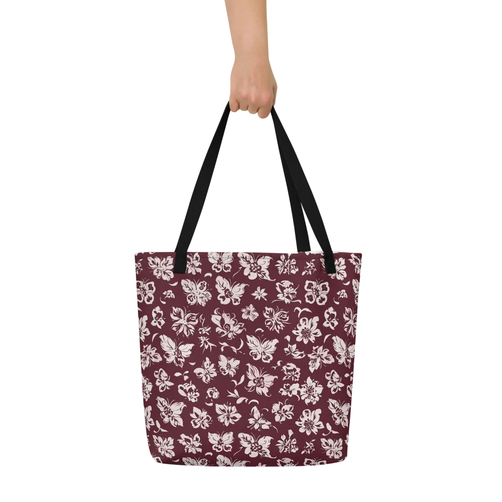 Claret Garden on Large Tote Bag W/ Pocket — Front