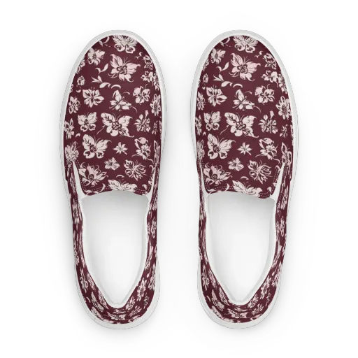 Claret Garden on a Women's Slip-On Canvas Shoes