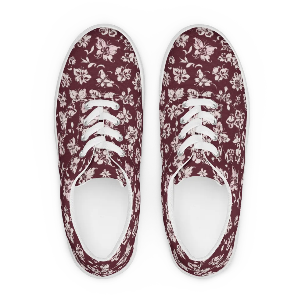 Claret Garden on Men's Lace-Up Canvas Shoes — Front