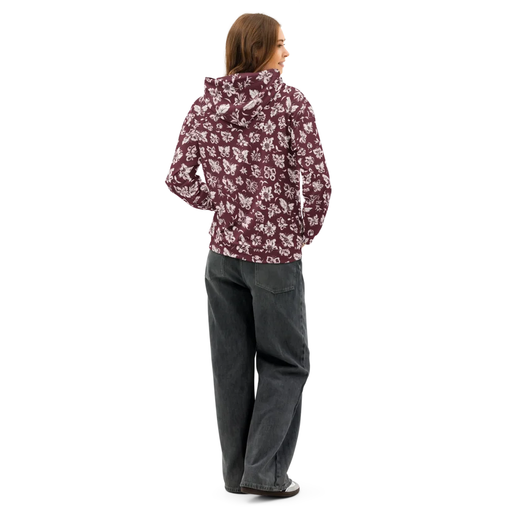 Claret Garden on Cotton Hoodie — Back