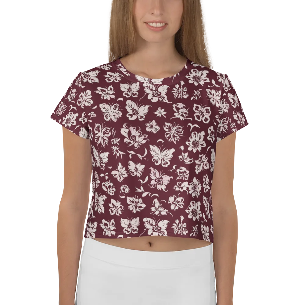 Claret Garden on Crop Tee — Front