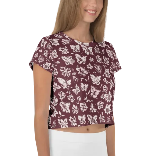 Claret Garden on a Crop Tee