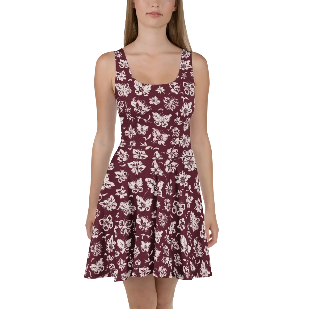 Claret Garden on Skater Dress — Front