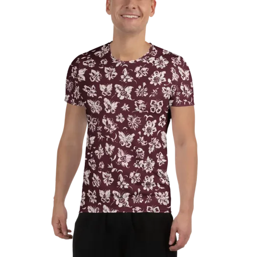 Claret Garden on a Men's Athletic T-Shirt