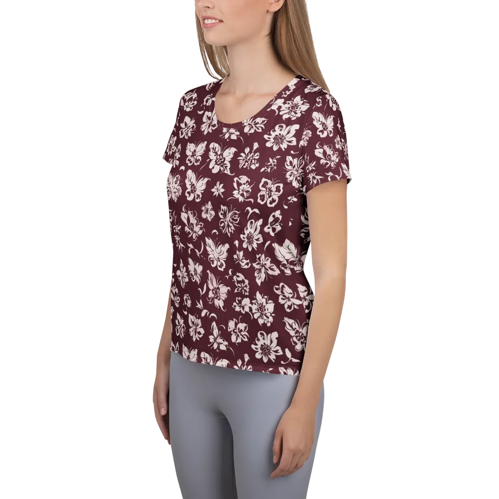 Claret Garden on Women's Athletic T-Shirt — Left