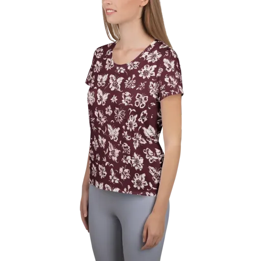 Claret Garden on a Women's Athletic T-Shirt