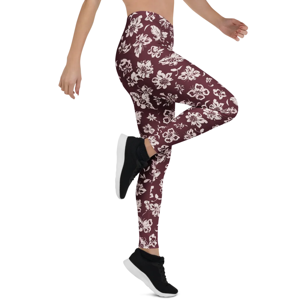 Claret Garden on Leggings — Right