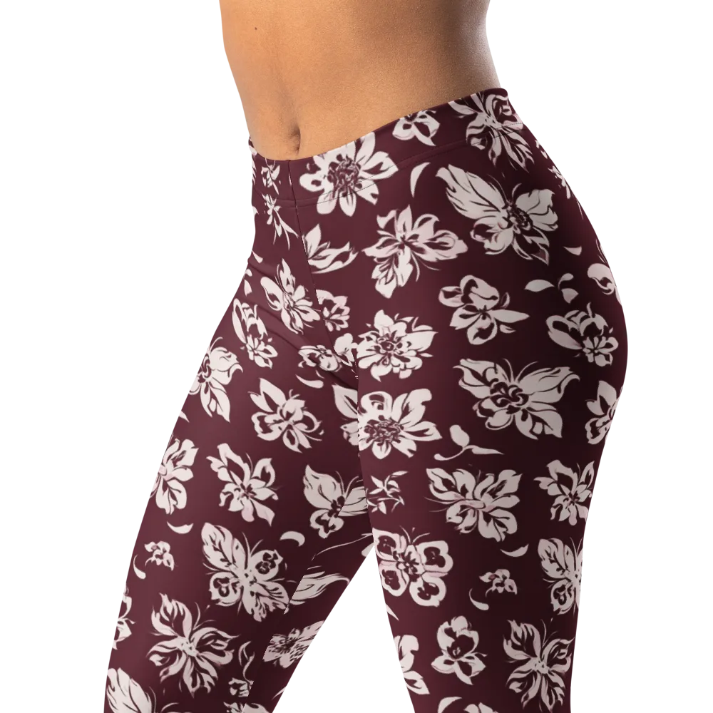Claret Garden on Leggings — Left Front