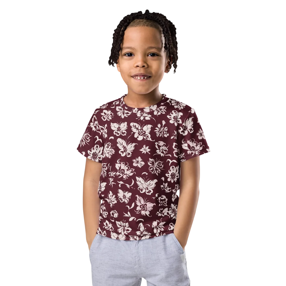 Claret Garden on Kids Crew Neck T-Shirt — Front