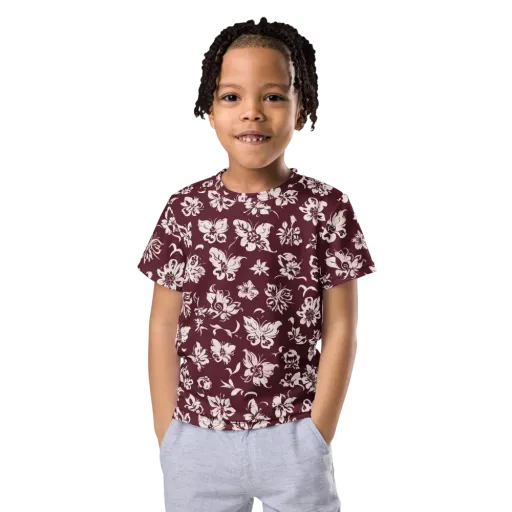 Claret Garden on a Kids Crew Neck T-Shirt
