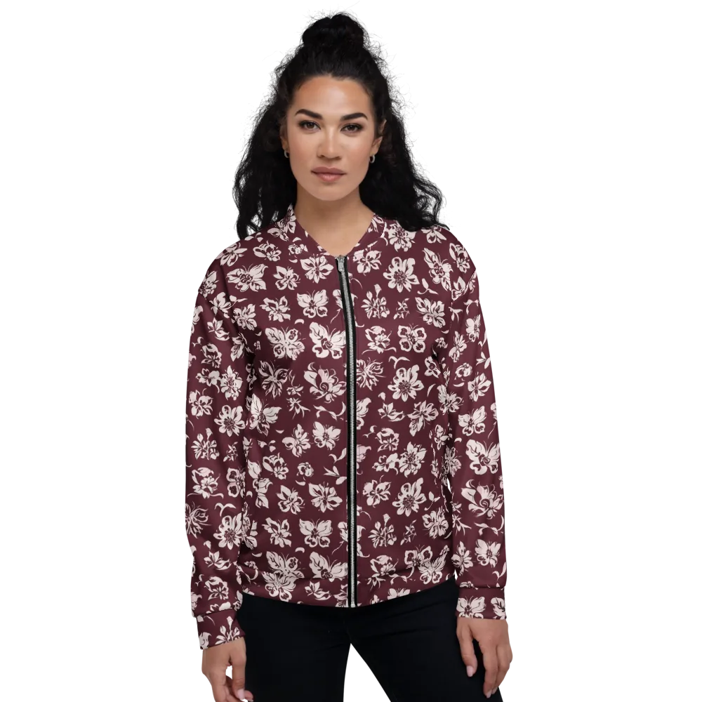 Claret Garden on Bomber Jacket — Front