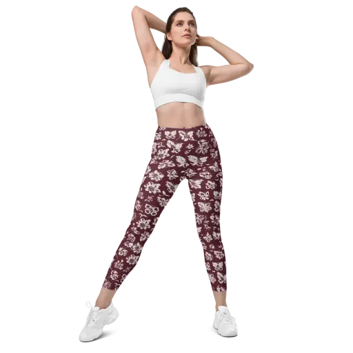 Claret Garden on a Leggings with Pockets
