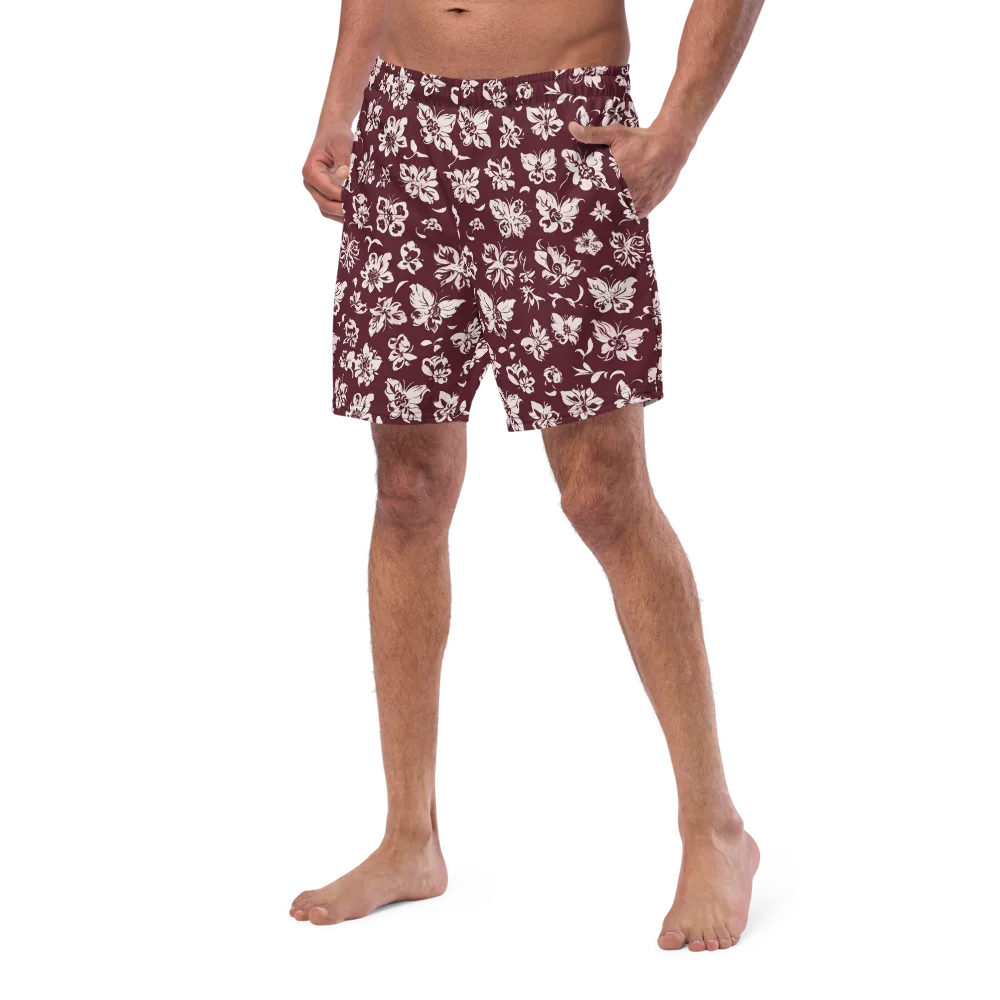 Claret Garden on Swim Trunks — Left Front