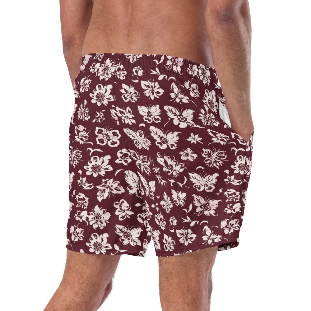 Claret Garden on Swim Trunks — Right Back