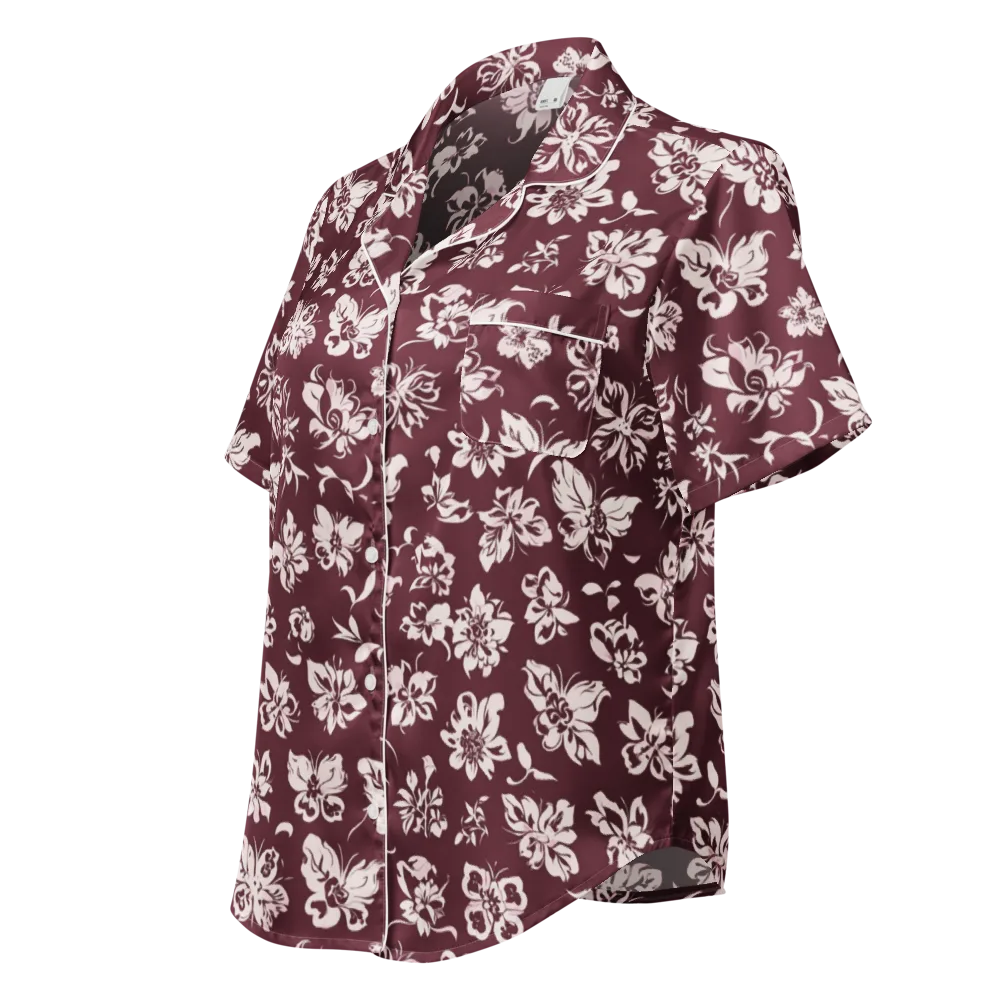 Claret Garden on Women's Short Sleeve Pajama Top — Left Front