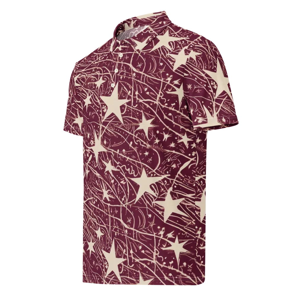 Burgundy Starfall on Men's Slim Fit Polo Shirt — Left Front