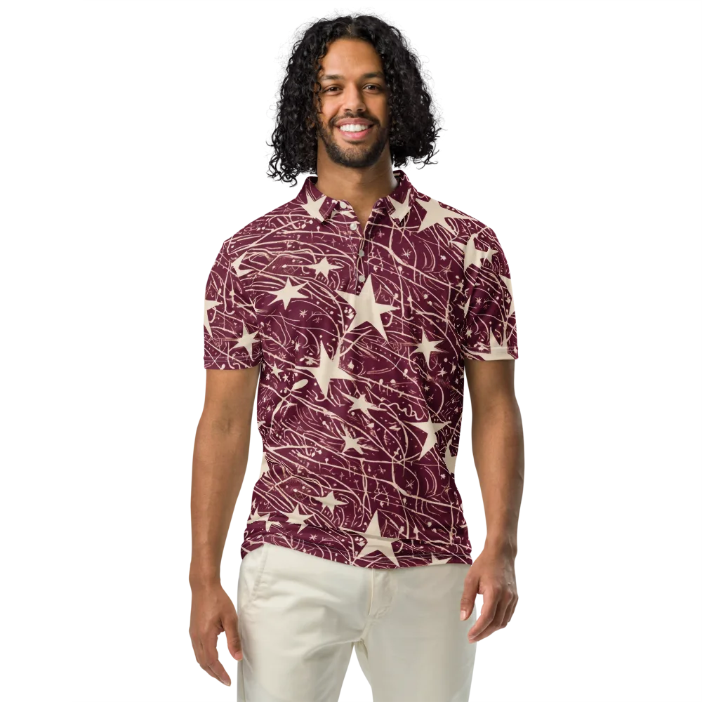 Burgundy Starfall on Men's Slim Fit Polo Shirt — Front