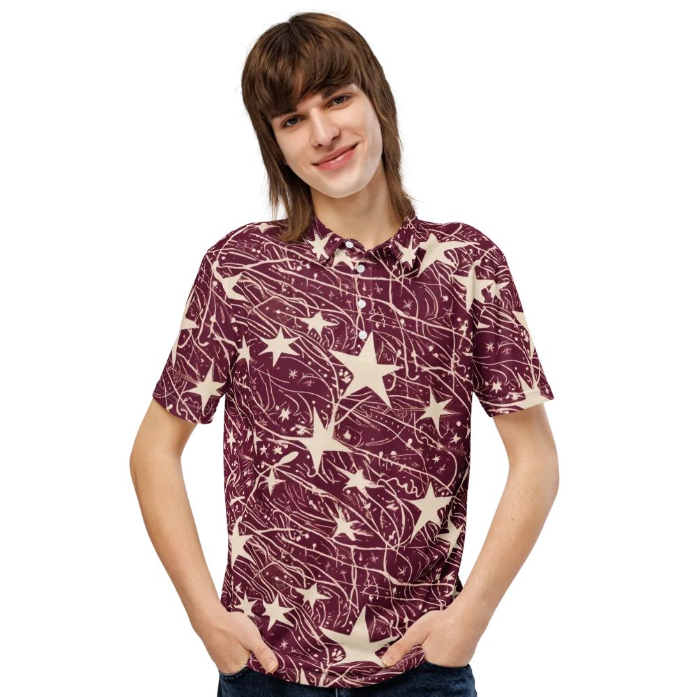 Burgundy Starfall on Men's Slim Fit Polo Shirt — Front