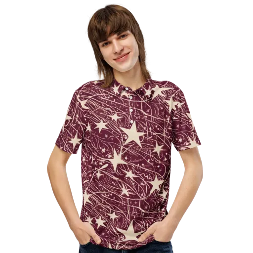 Burgundy Starfall on a Men's Slim Fit Polo Shirt