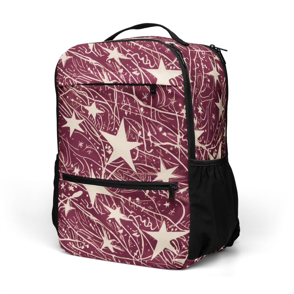 Burgundy Starfall on Utility Backpack — Left Front