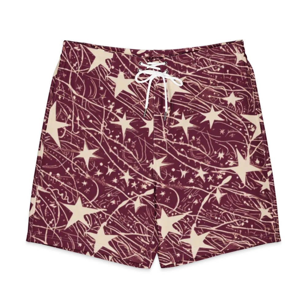 Burgundy Starfall on Men's Board Shorts — Front