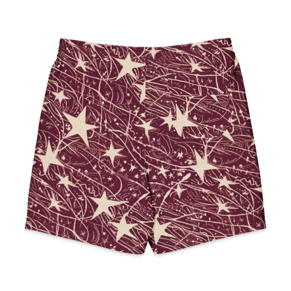 Burgundy Starfall on Men's Board Shorts — Back