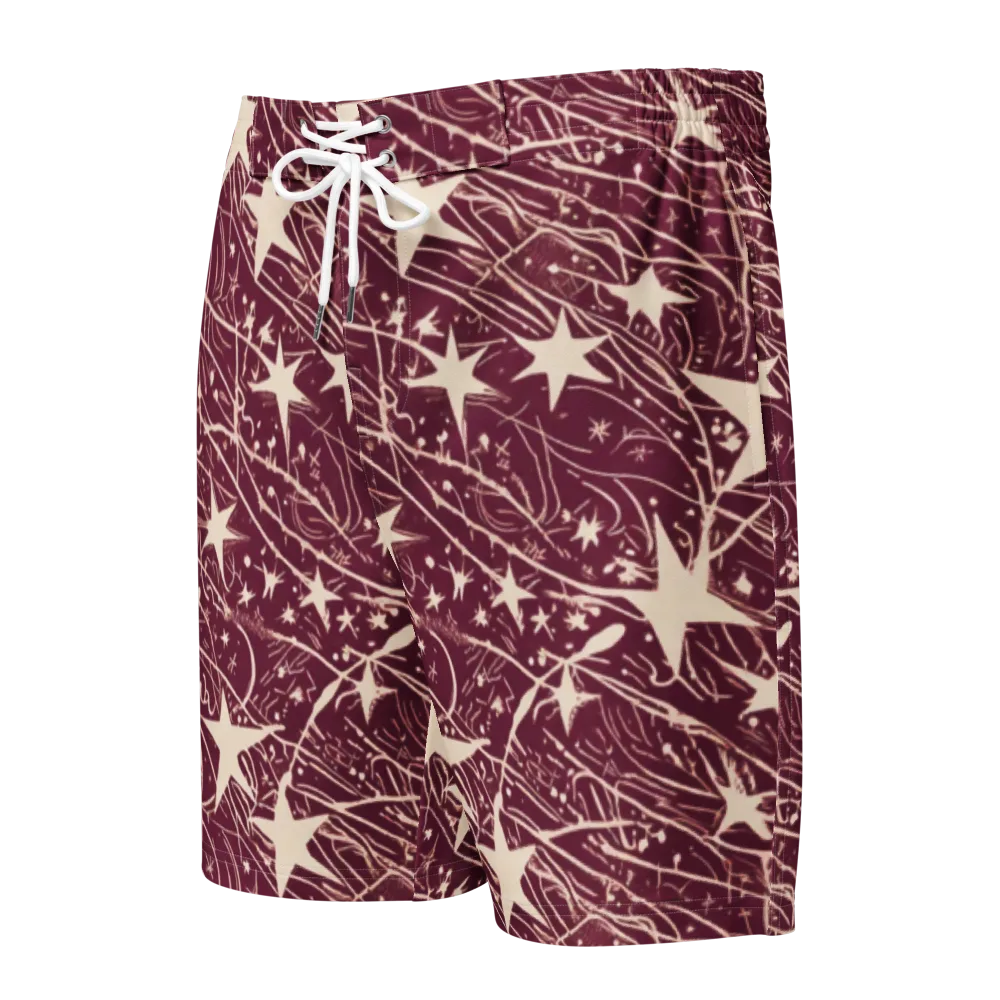 Burgundy Starfall on Men's Board Shorts — Front