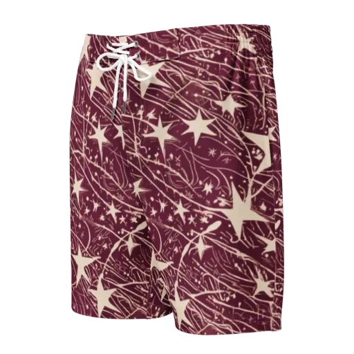 Burgundy Starfall on a Men's Board Shorts